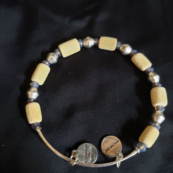 Alex and Ani Silver Beaded Charm Adjustable Bangle Express Yourself - Picture 2 of 3